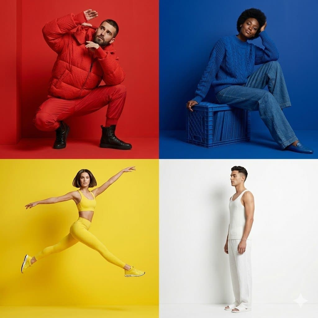 Four-Panel Primary Color Grid Composition — example 1