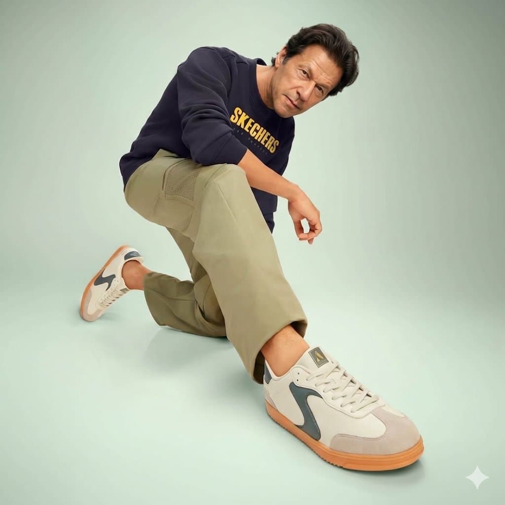 Photorealistic Studio Portrait of Shah Rukh Khan in Skechers — example 1