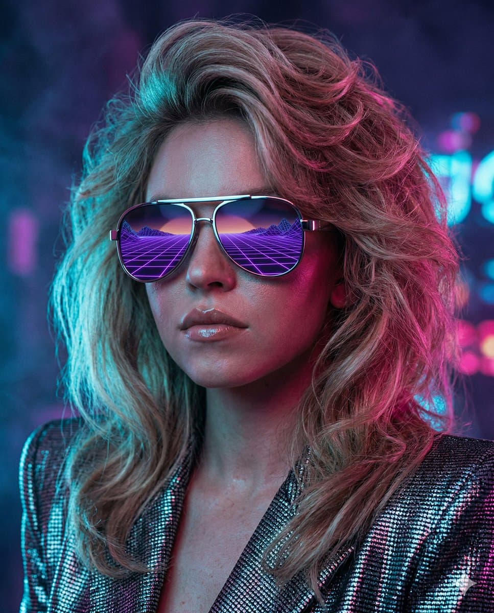 Sydney Sweeney 80s Retro-Futuristic Synthwave Portrait — example 1