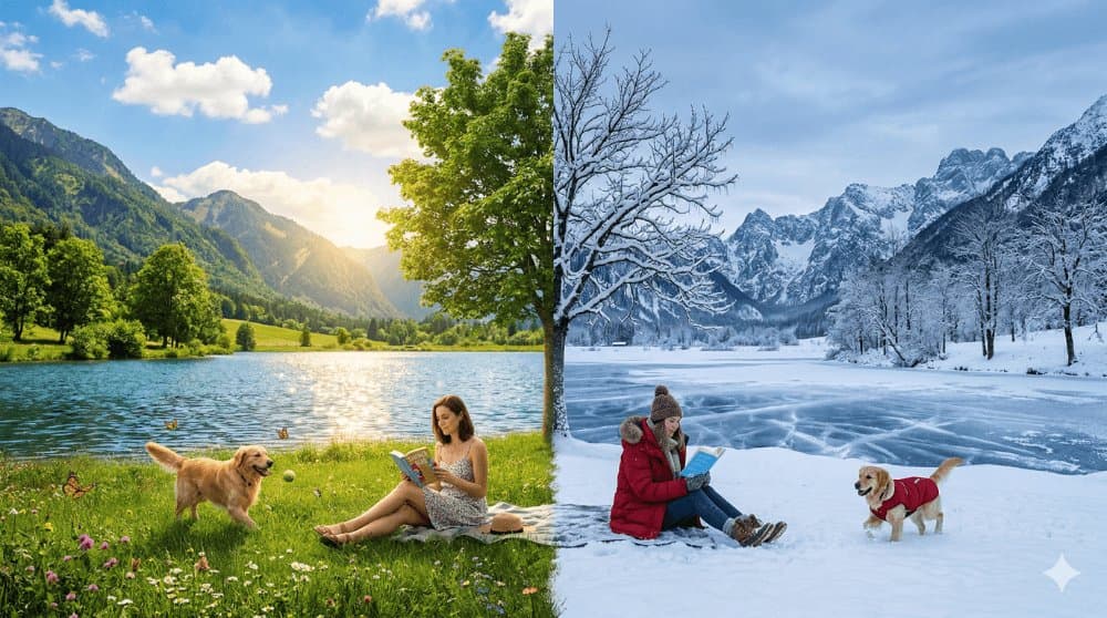 Surreal Seasonal Split Landscape — example 1