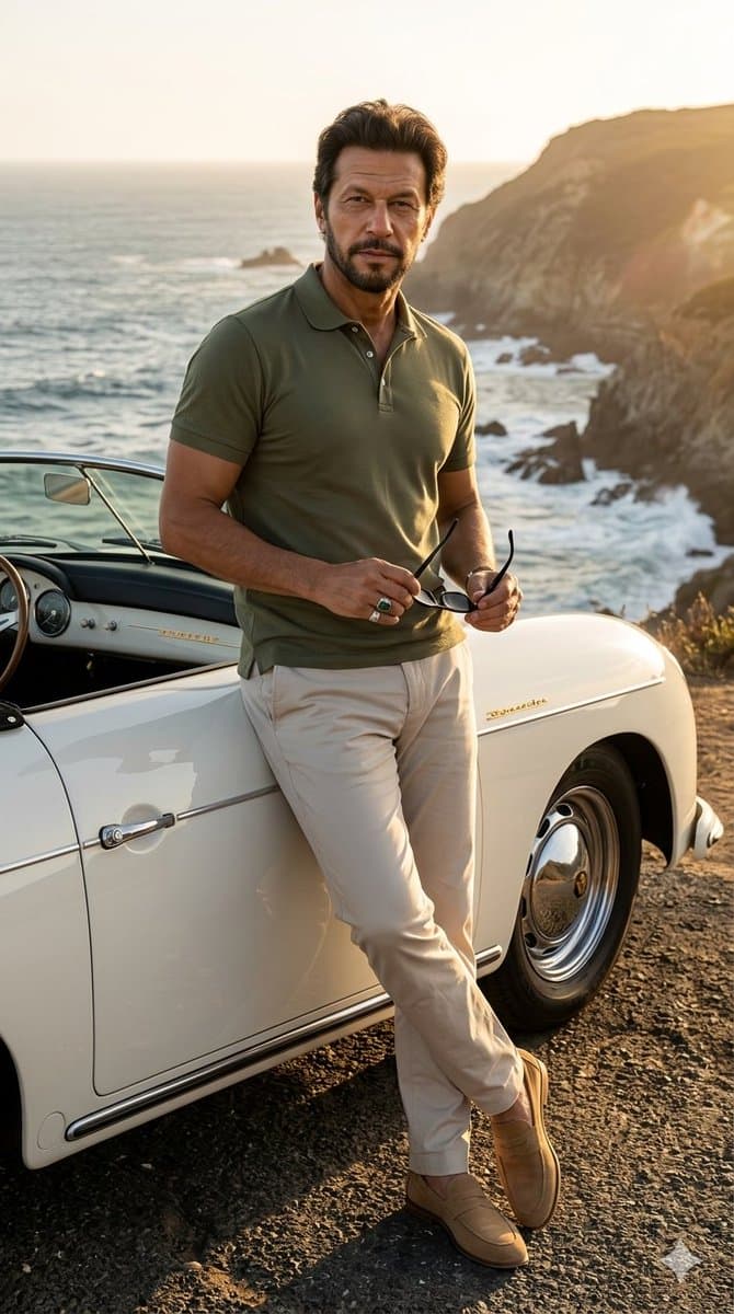 Coastal Road Portrait with Vintage Porsche — example 3