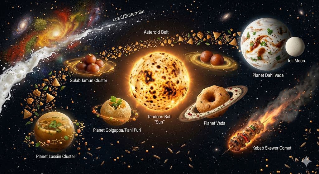 The Food Galaxy: Cosmic Indian Street Food Solar System