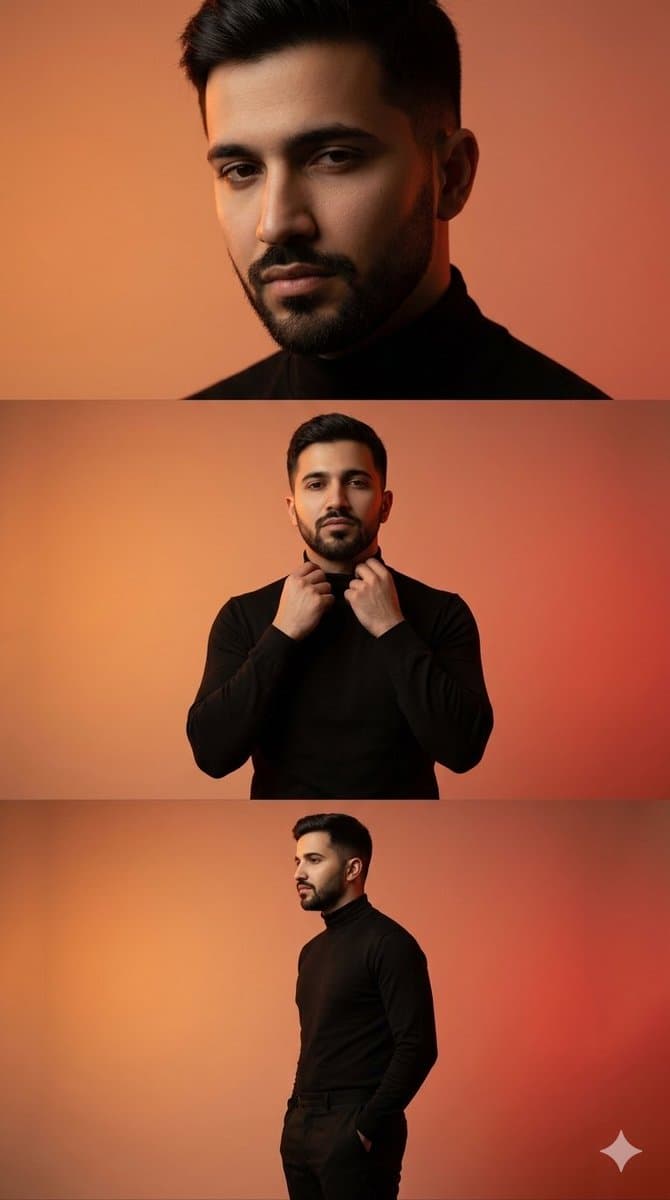 Vertical collage of a stylish young man — example 1