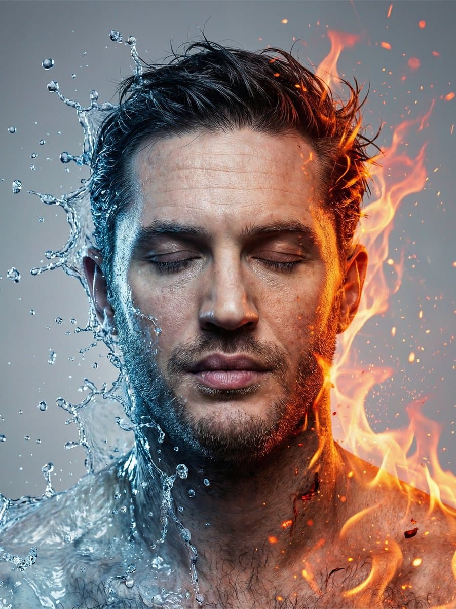 Conceptual Fire and Water Portrait — example 1