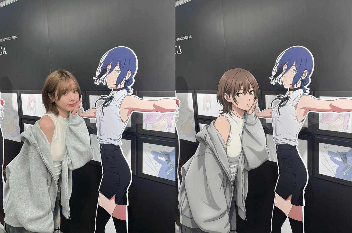 Modern anime-film style, only modify left girl — example 1