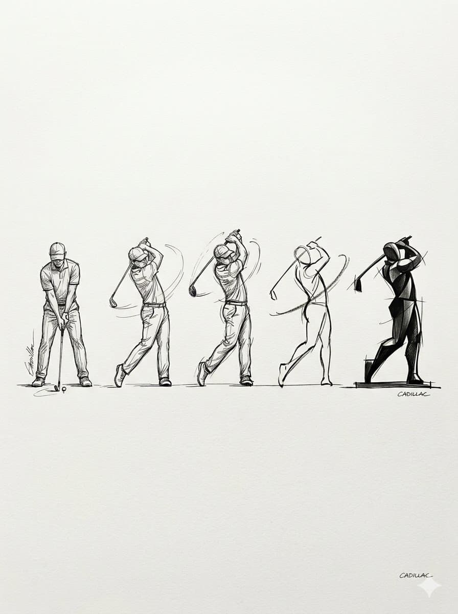 Progressive Golf Swing Artistic Sketch โ example 1