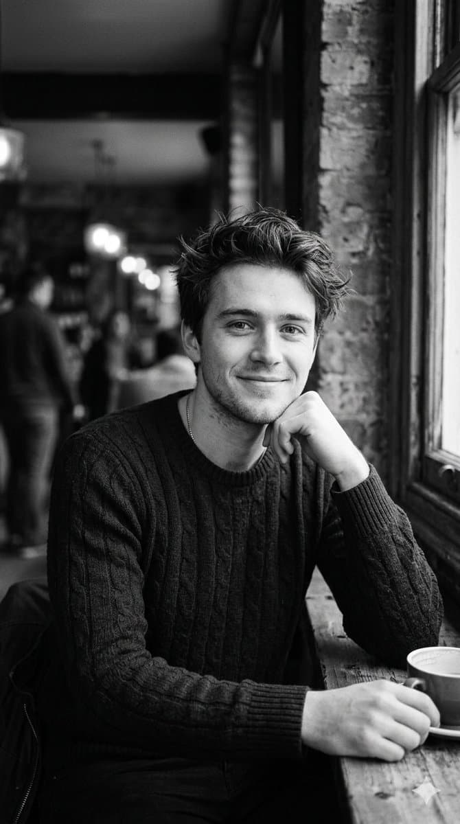 Black and White Cafe Portrait — example 1