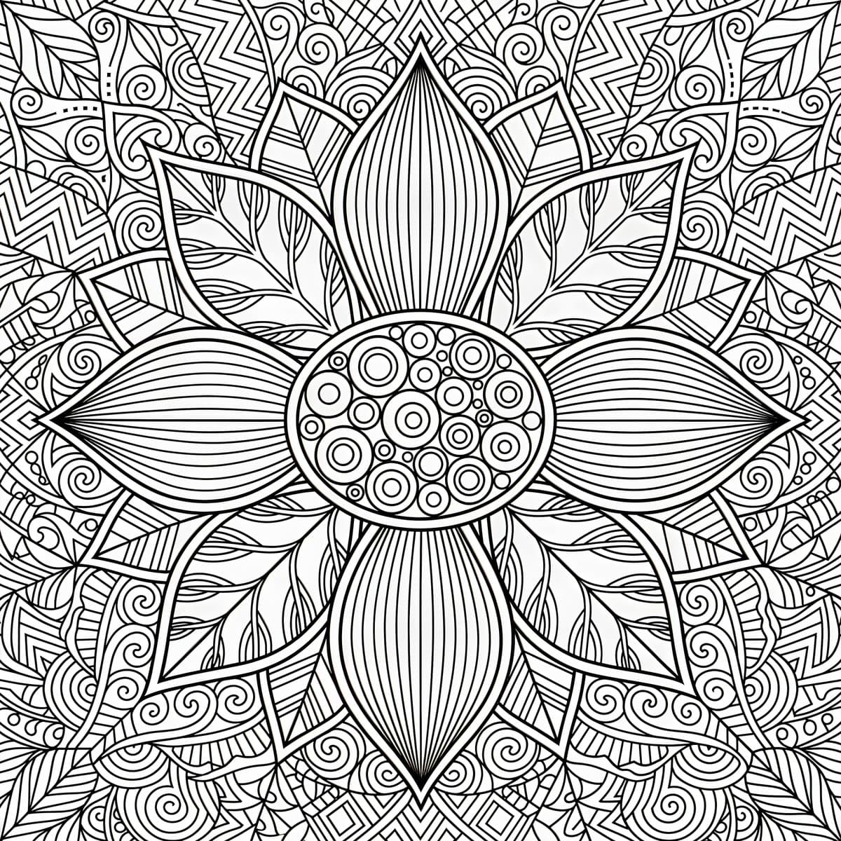 Flower Mandala Coloring Page — example 1