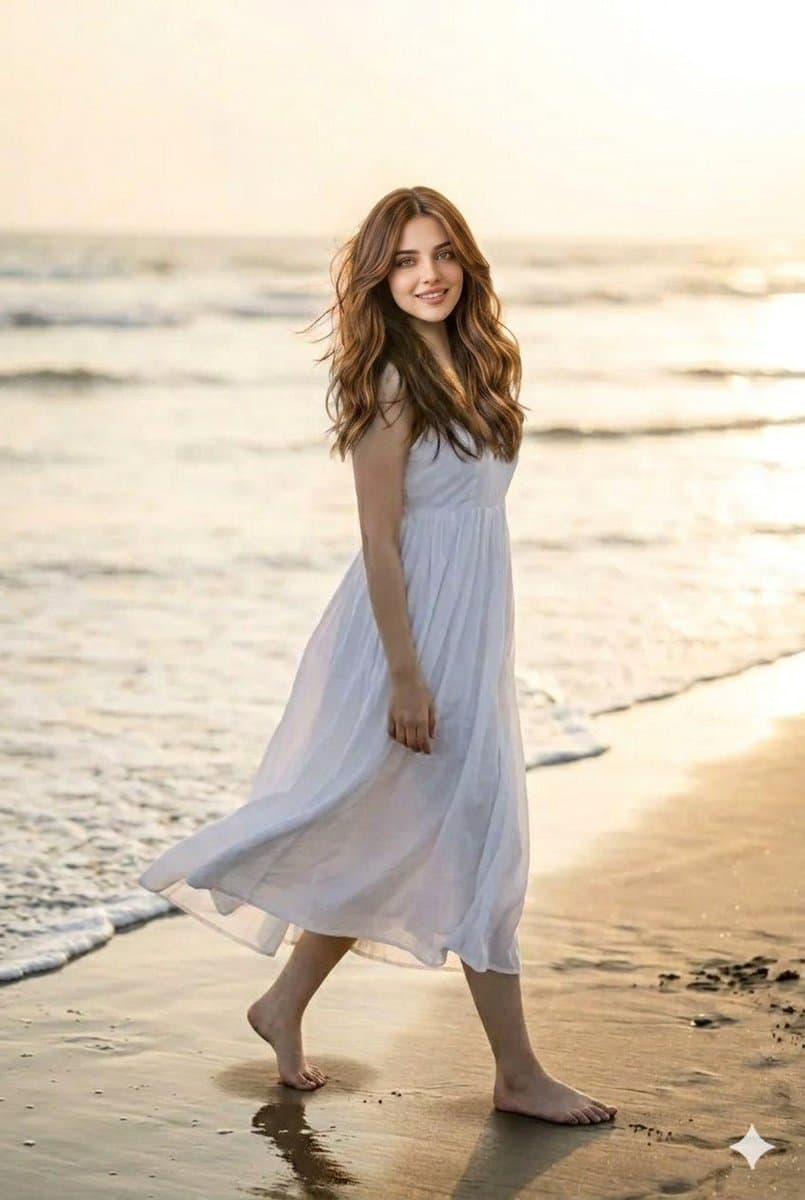 Sunset Beach Walk Portrait — example 1