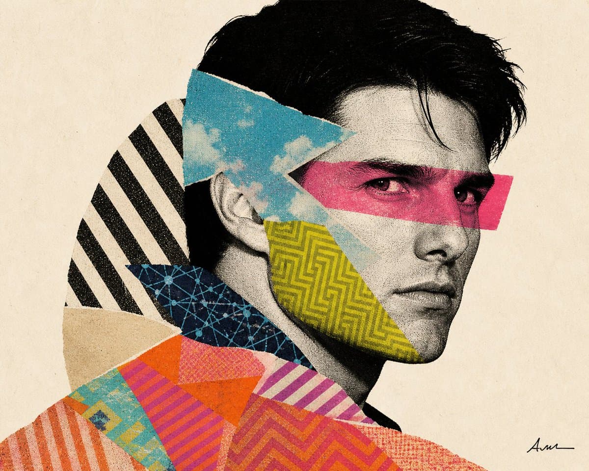 Mixed-media collage portrait illustration — example 2