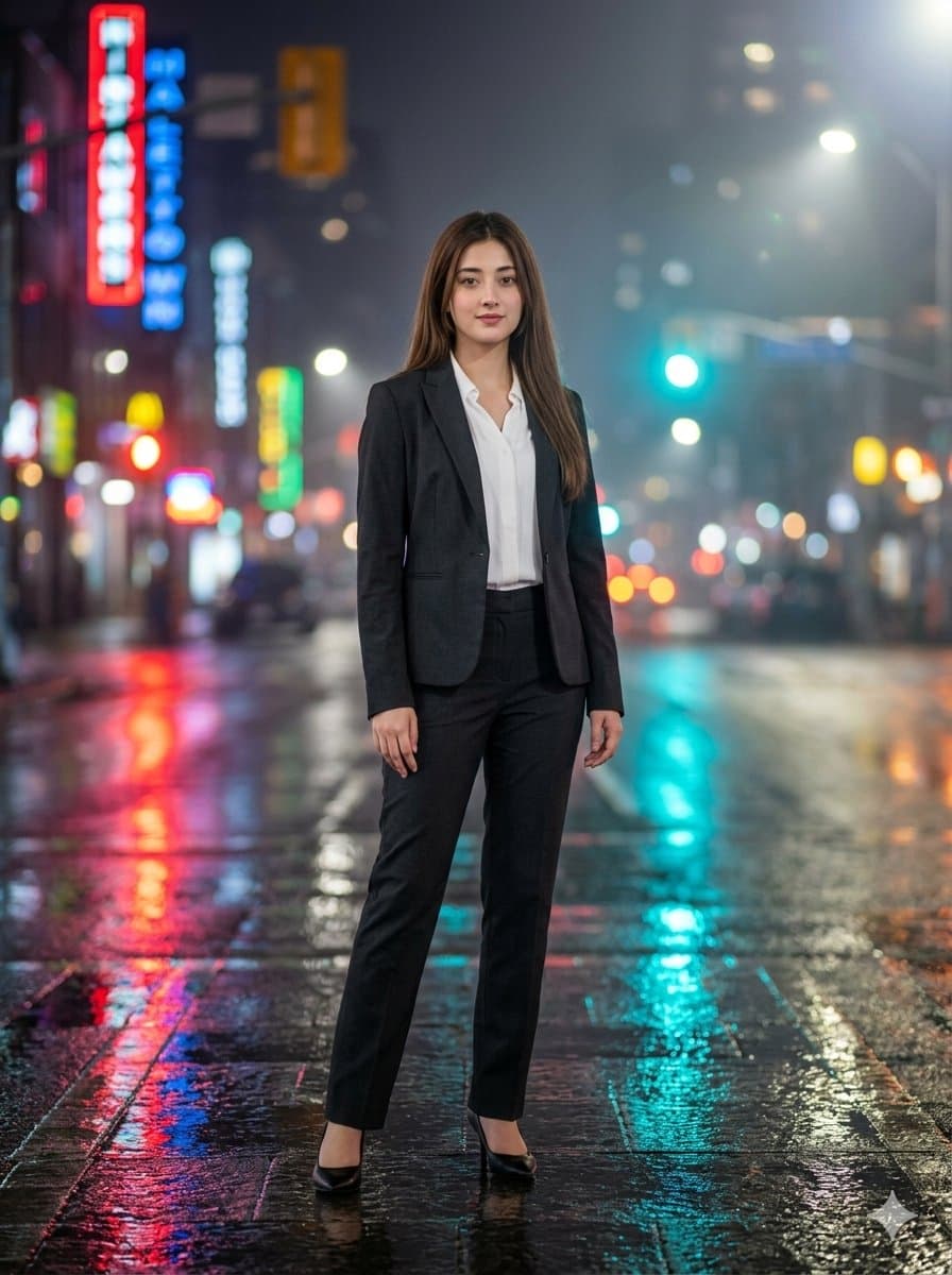 Cinematic Urban Night Portrait β example 1