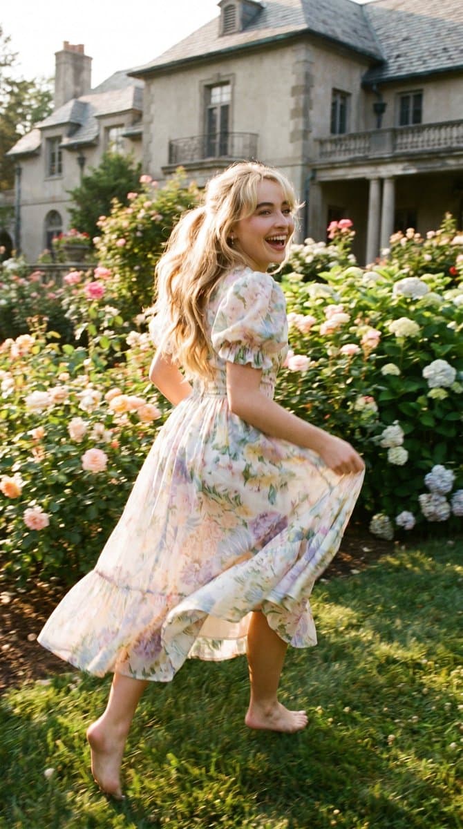 Joyful Running in Countryside Garden — example 1