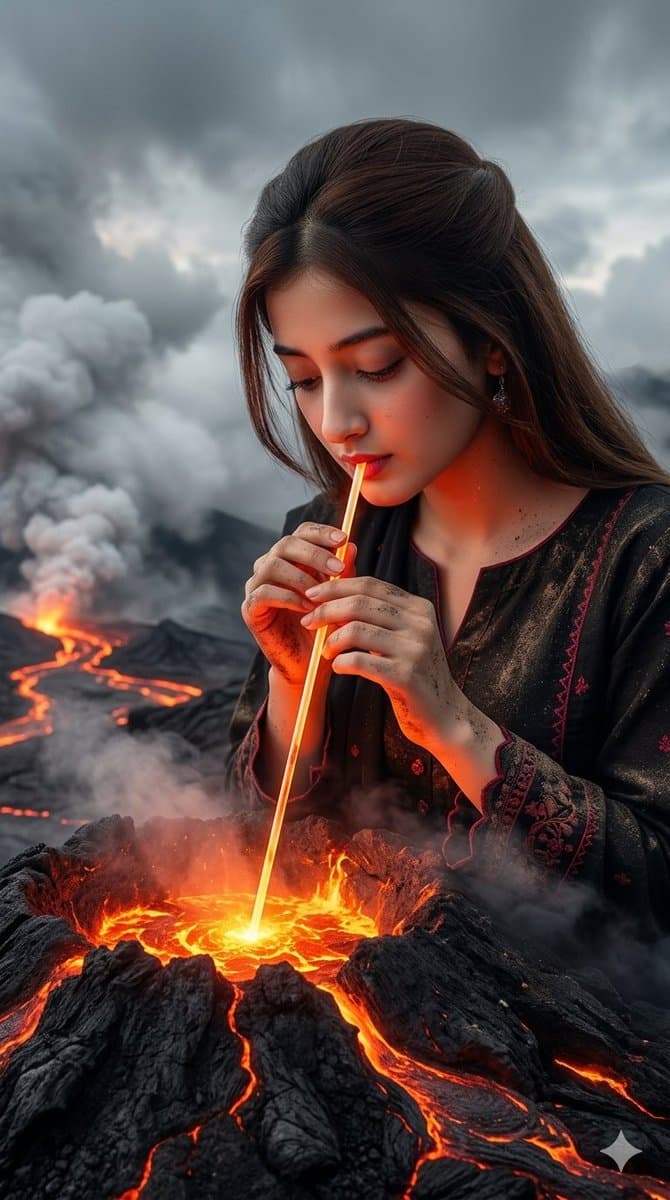 Lava Drinking Volcano Portrait β example 1