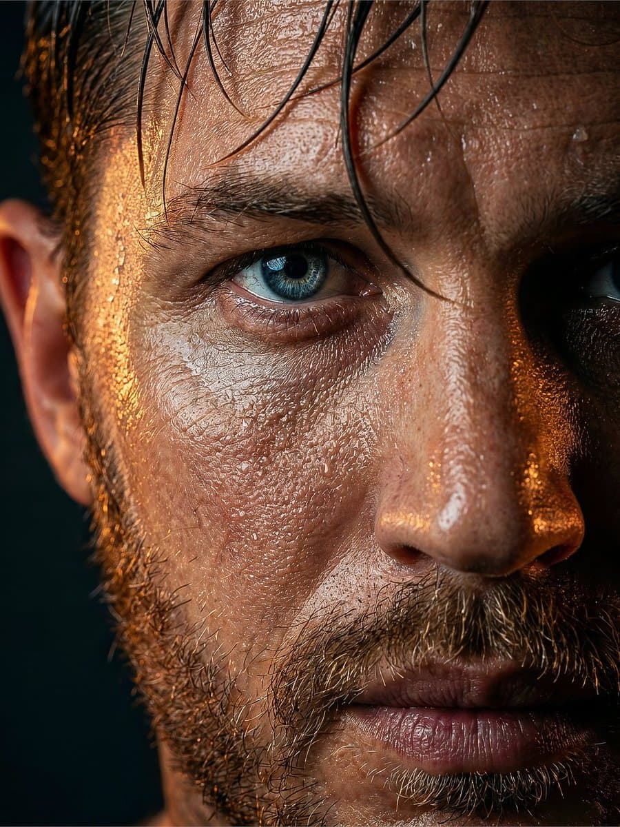 Rugged Man Wet Skin Portrait — example 1
