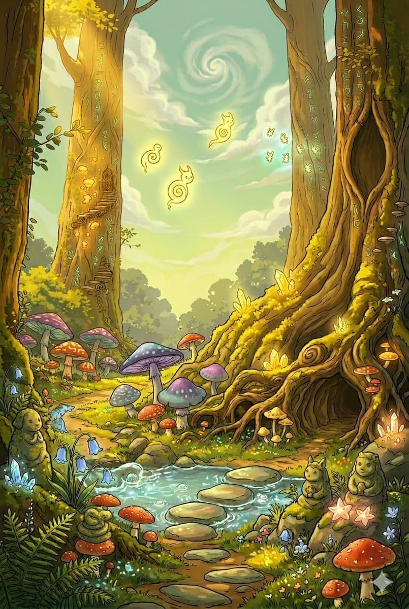 Whimsical Forest Cottage Illustration β example 1
