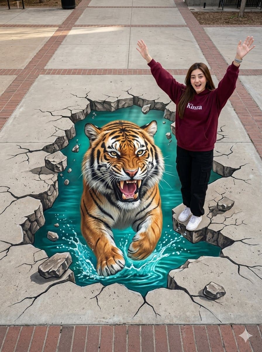 3D Tiger Street Art Illusion β example 1