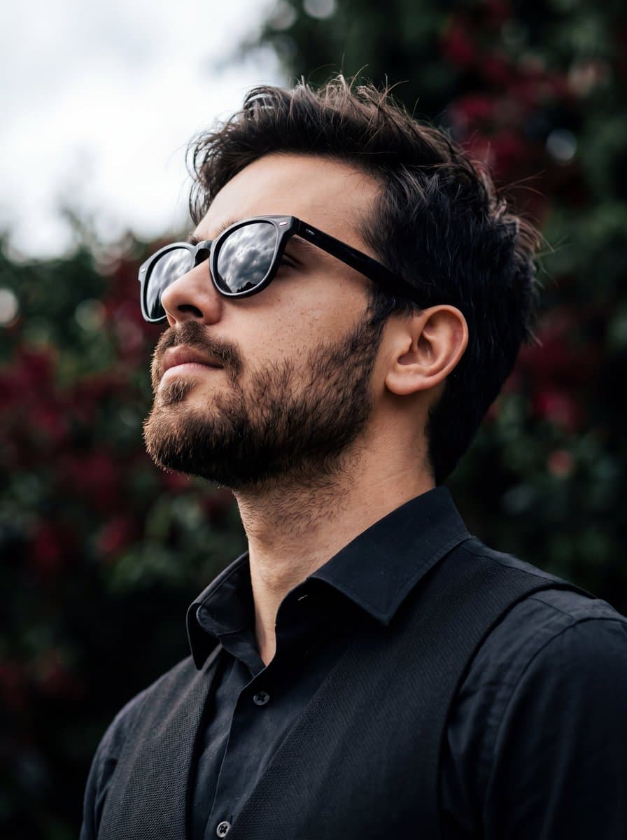 Side Profile Bearded Man Portrait — example 1