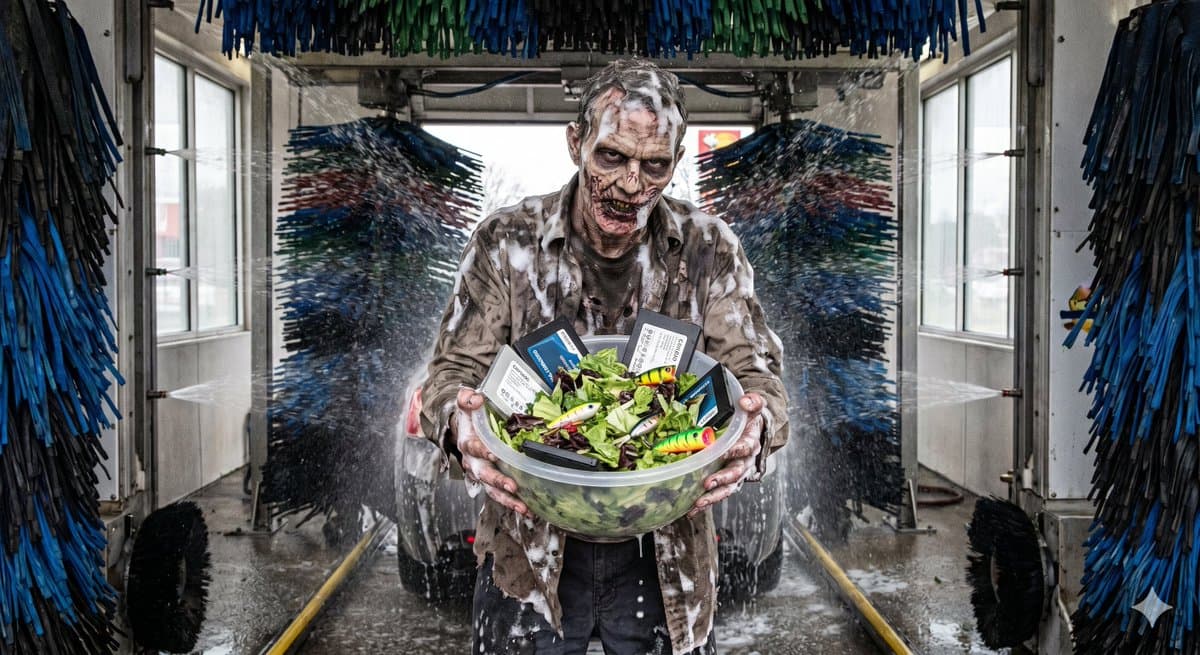 Bizarre Salad with Tech and Fishing Lures — example 1