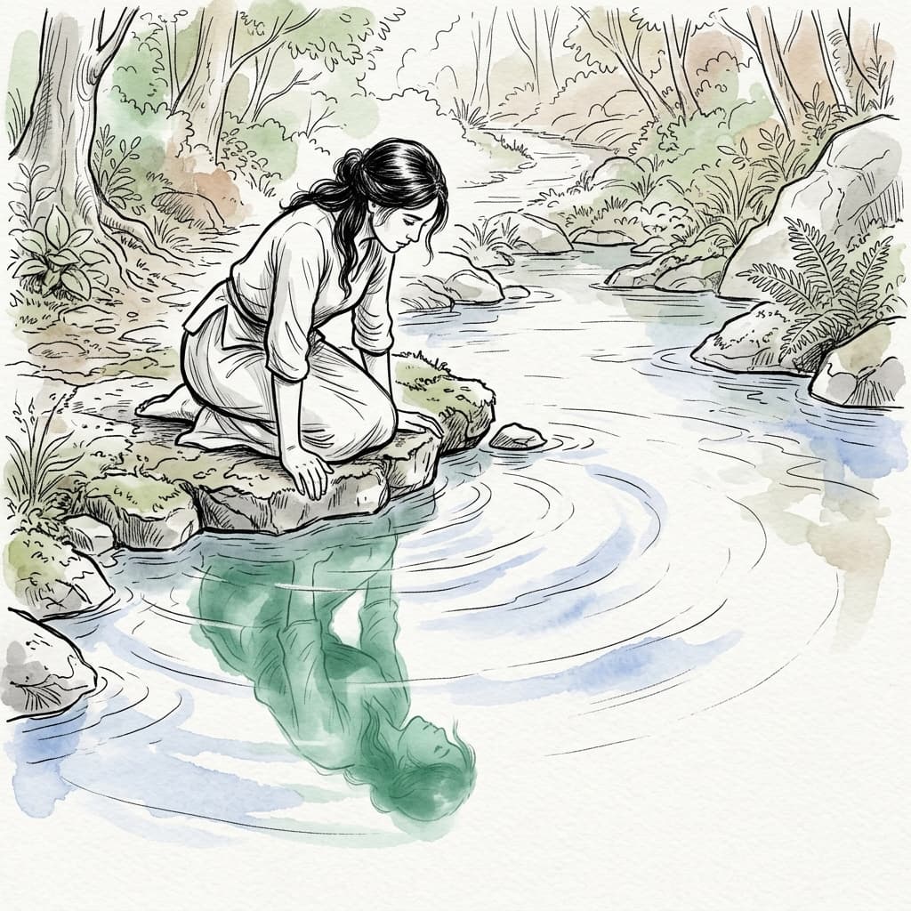 Isometric Zen Woman Line Art — example 4