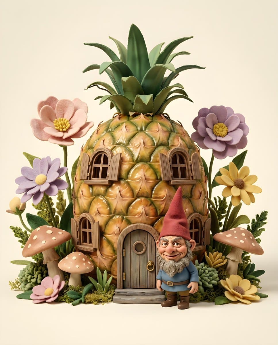 Whimsical Pineapple House Illustration — example 1
