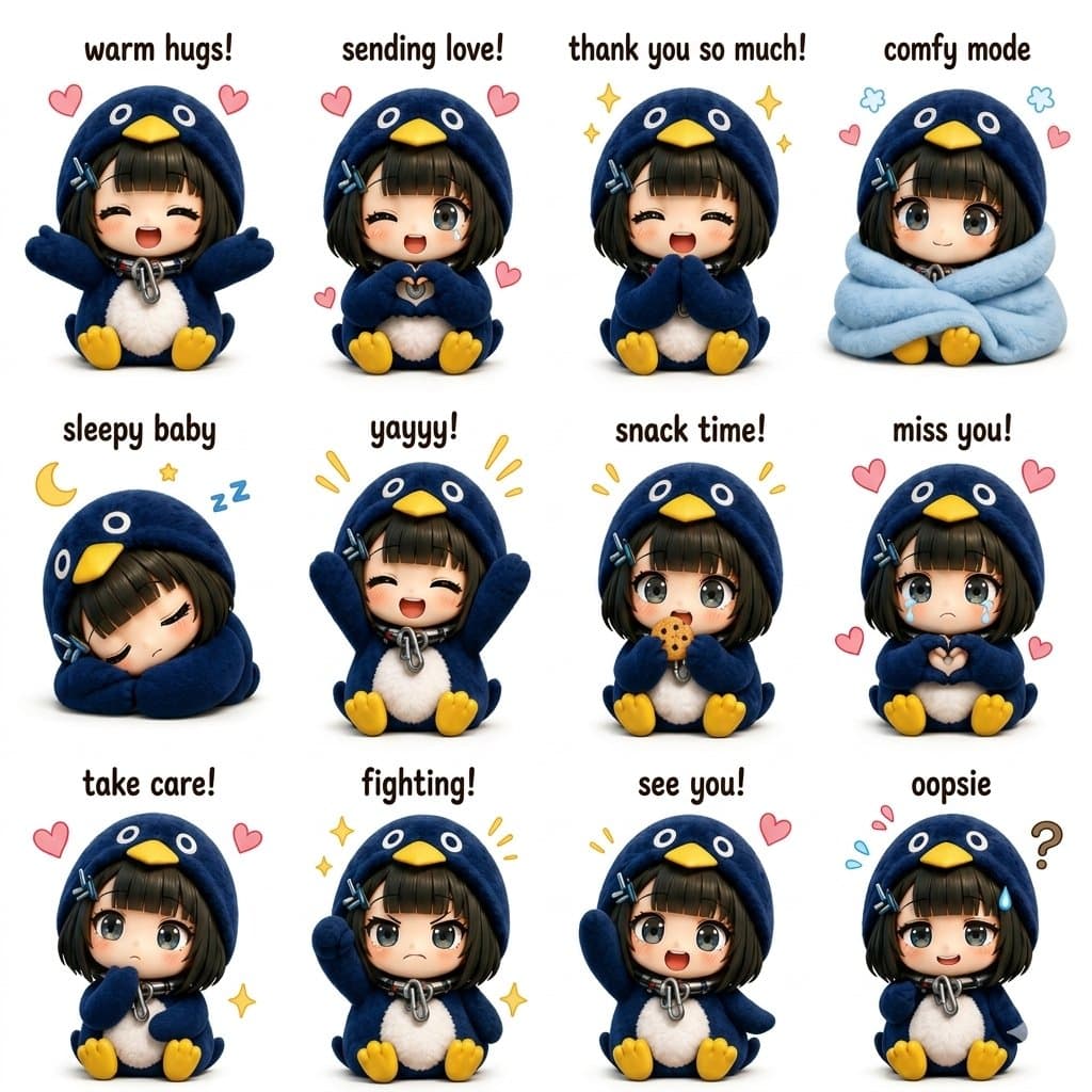 Kawaii Chibi Sticker Sheet — example 1
