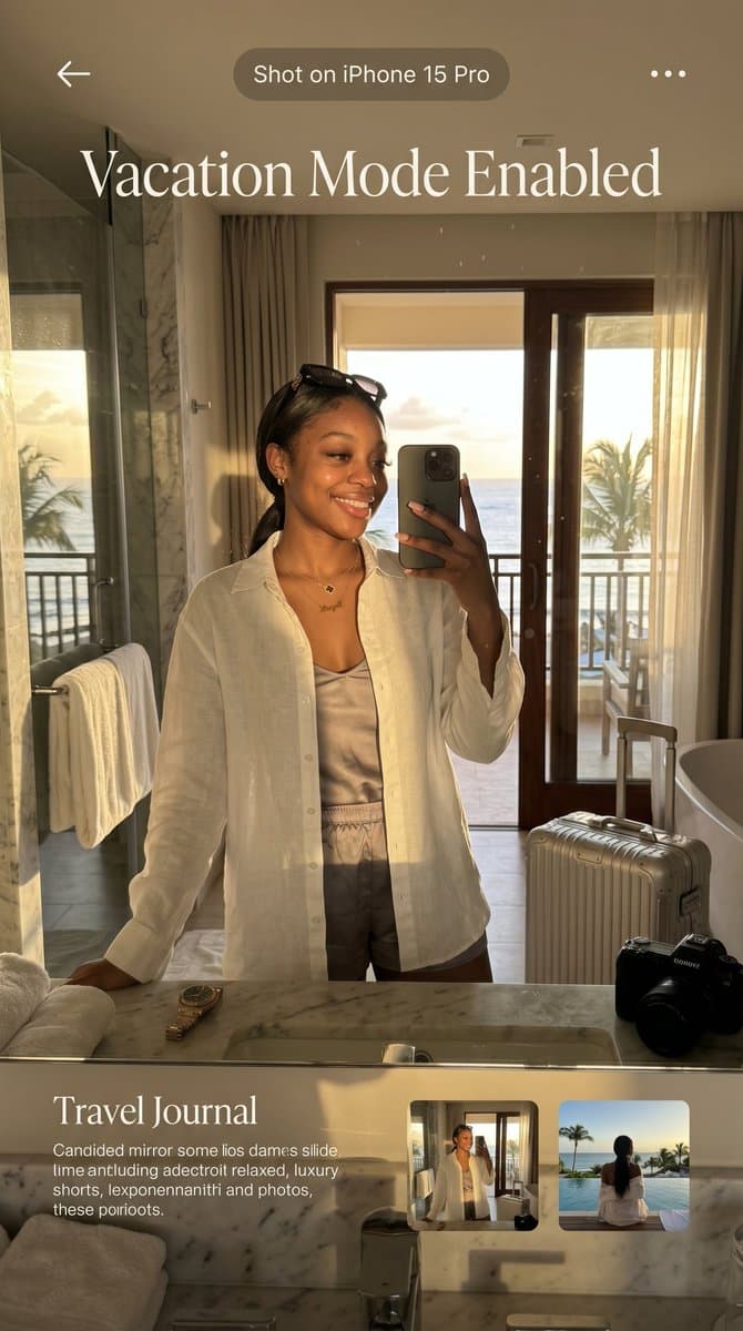 Luxury Vacation Creator Mirror Selfie — example 1