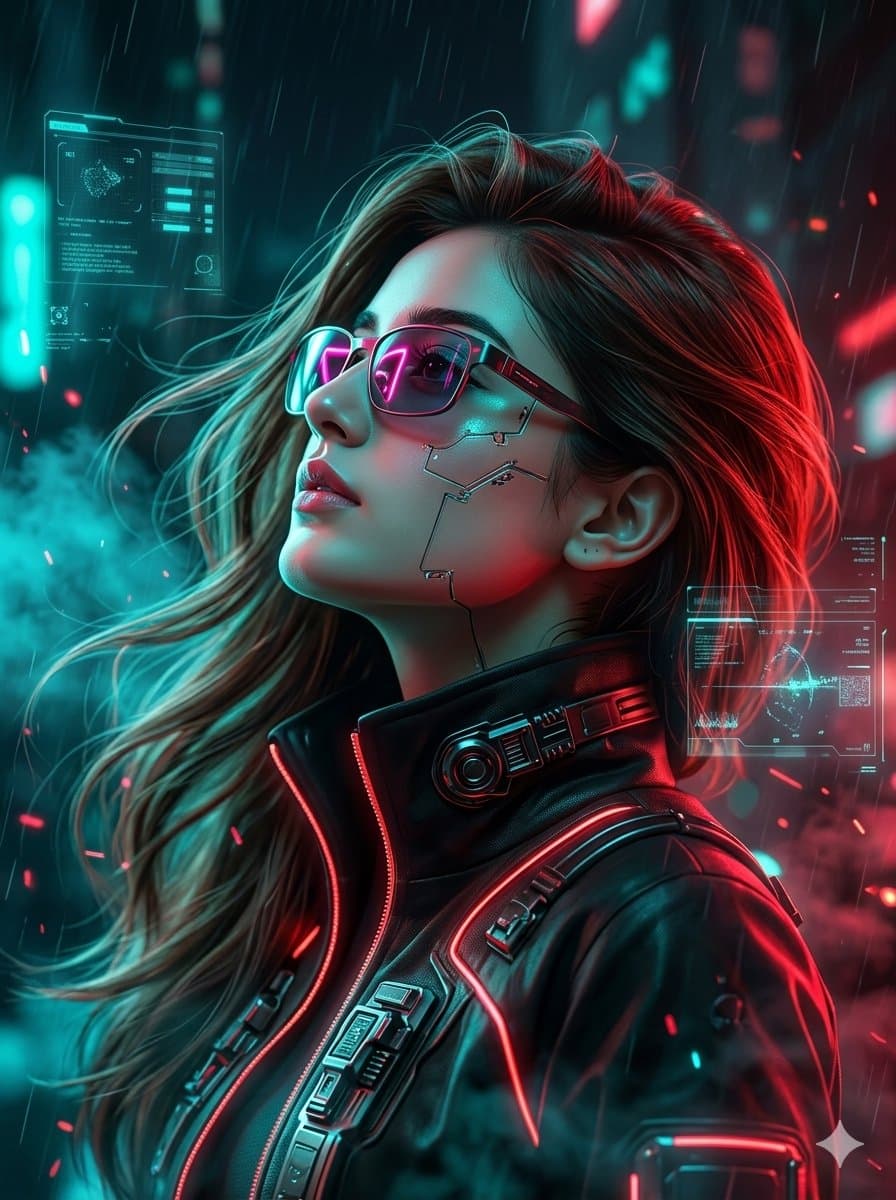 Cyberpunk Neon Fashion Portrait โ example 1
