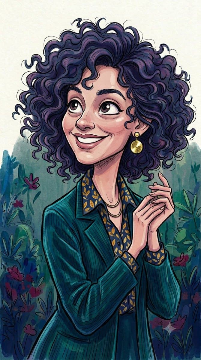 Curly Haired Watercolor Caricature — example 1