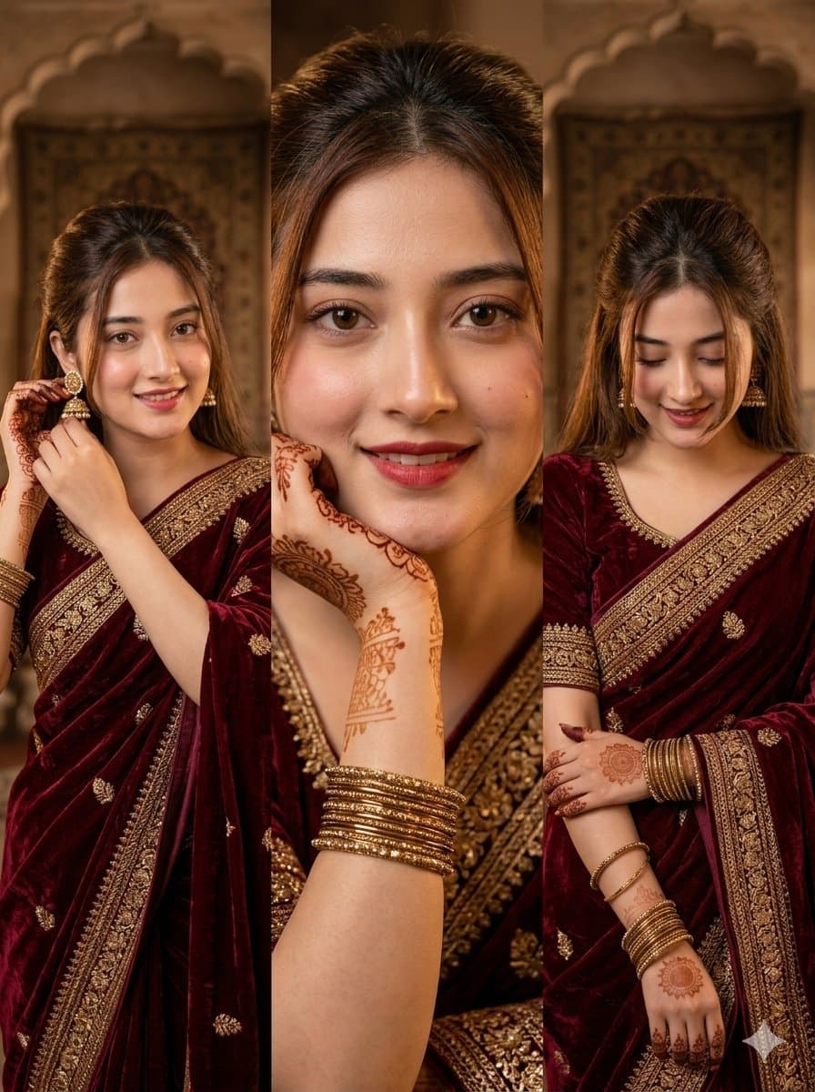 Traditional Indian Girl in Saree Portrait β example 1