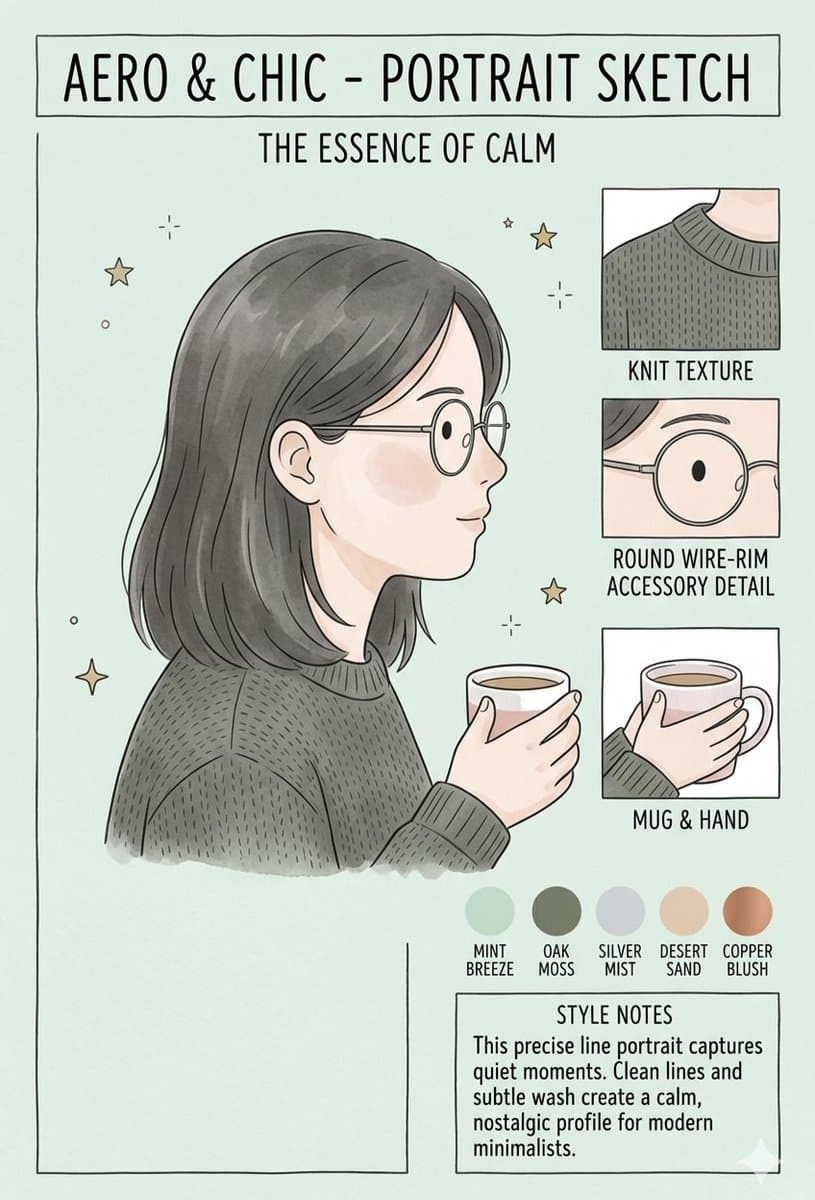 Aero & Chic Minimalist Character Sketch — example 1