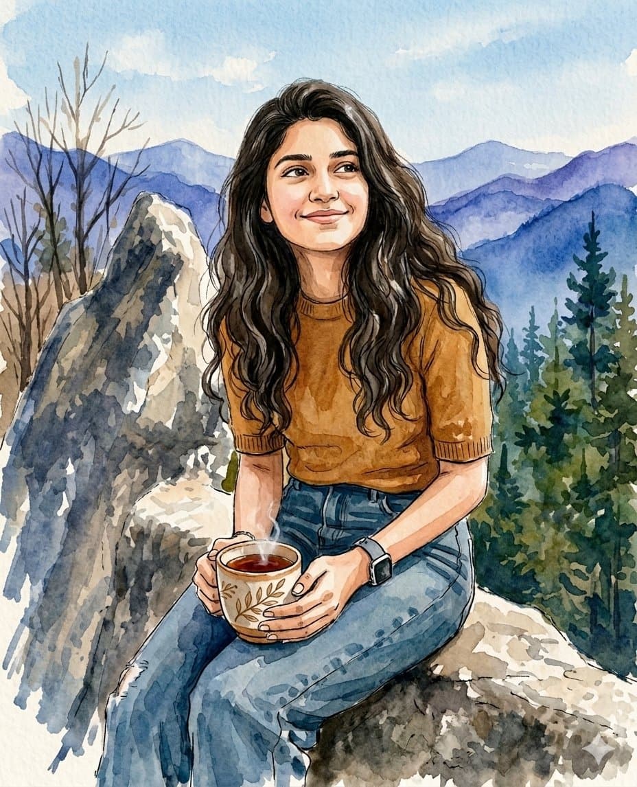 Mountain Overlook Watercolor Painting — example 1