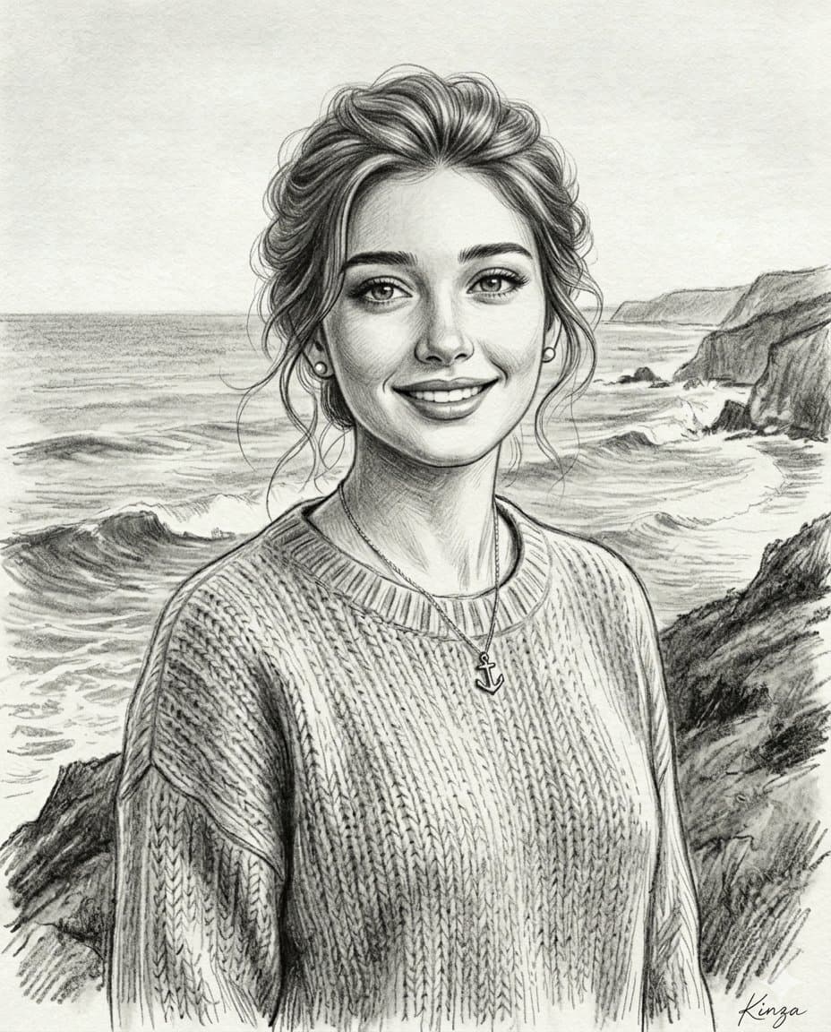 Vintage Graphite Pencil Portrait β example 2
