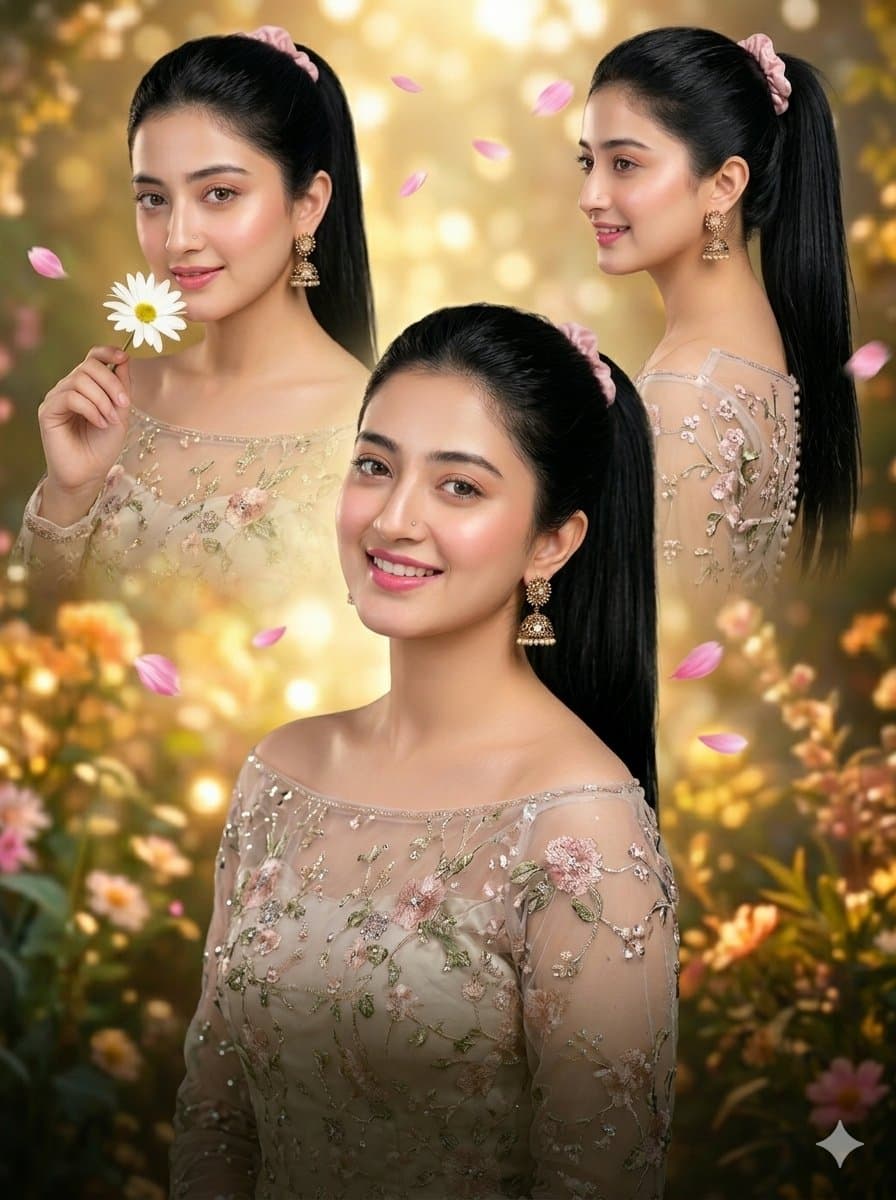 Luxury Floral Embroidery Portrait Collage โ example 1