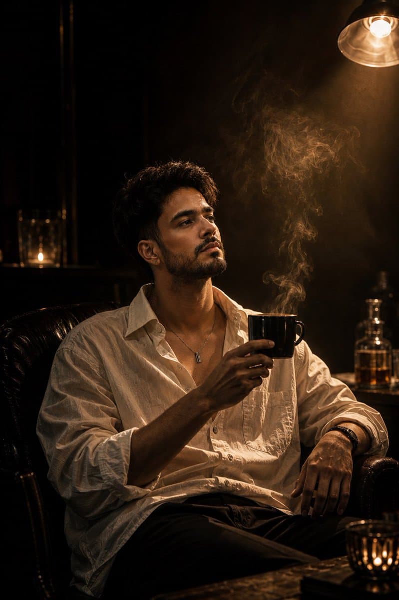 Luxury Whiskey Bar Introspective Portrait — example 1