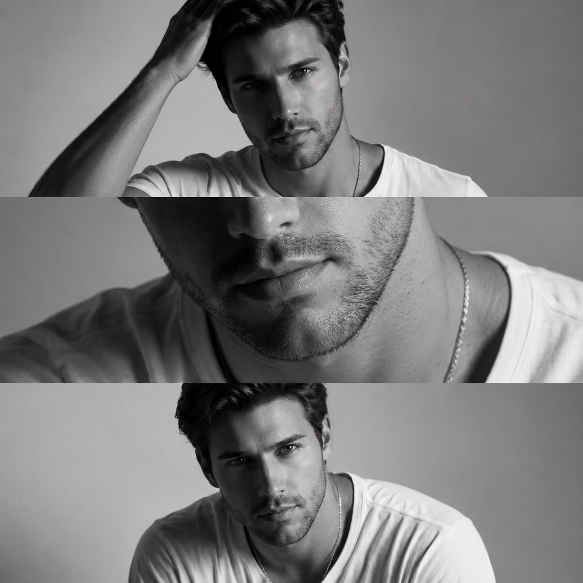 Monochrome Fashion Editorial Triptych — example 1