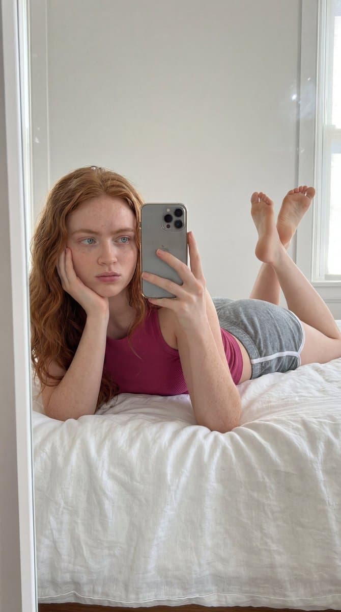 Prone Bedroom Mirror Selfie — example 1