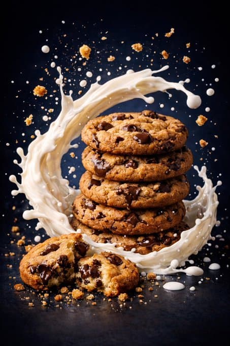 Macro Luxury Biscuit Milk Splash — example 2