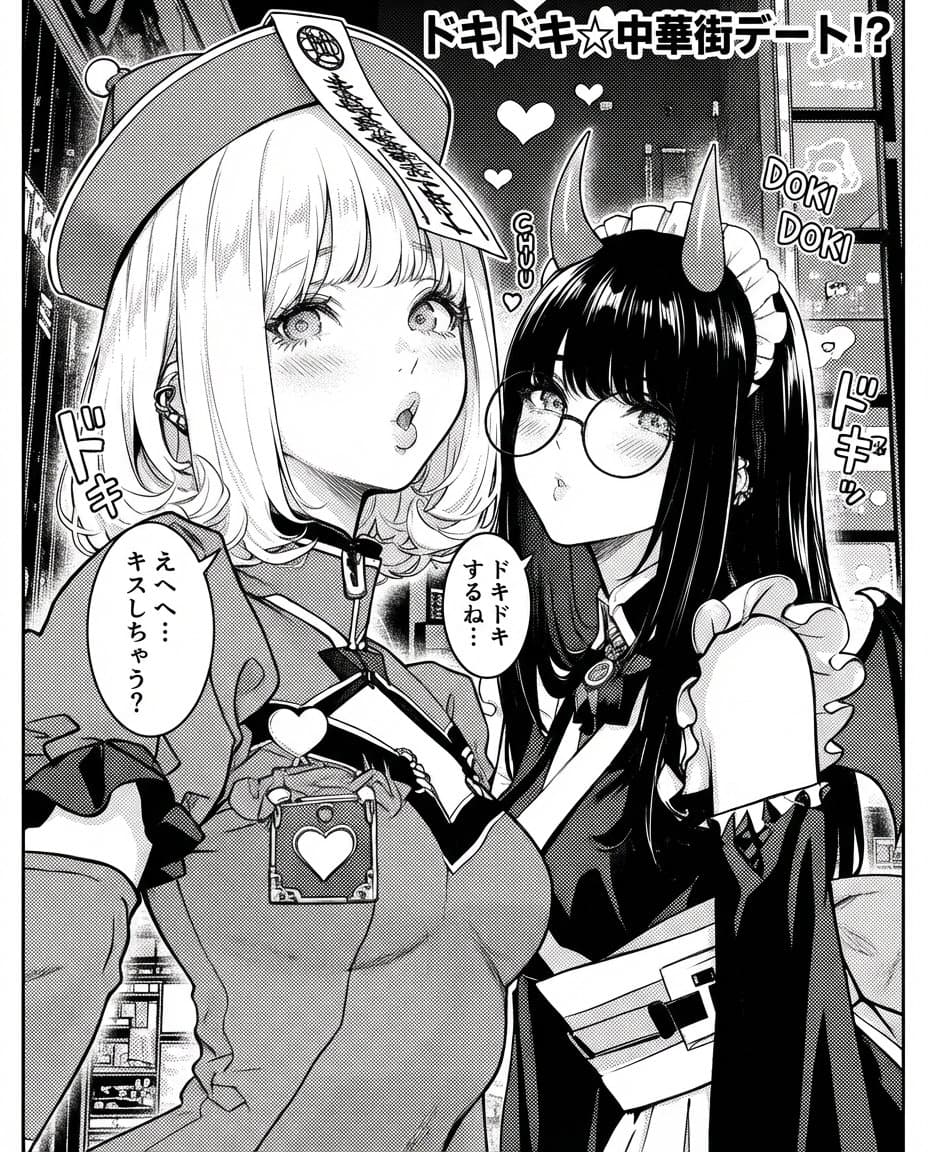 Monochrome rom-com manga page from an illustration — example 1