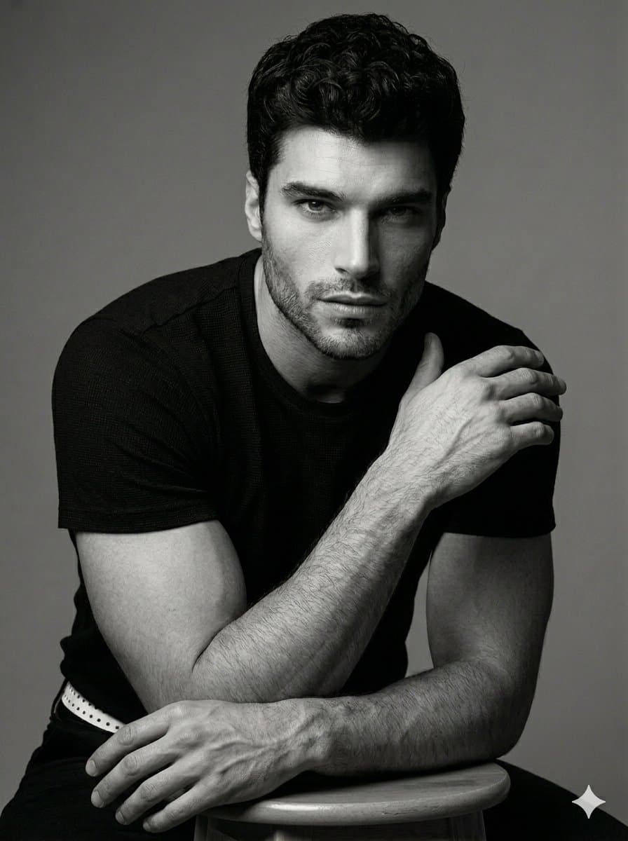 Black and White Male Studio Portrait — example 2