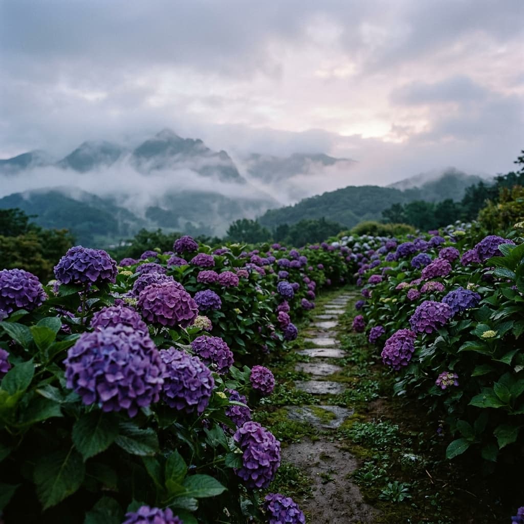 Misty Hydrangea Garden Landscape β example 1