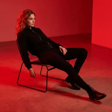 Red Lit Editorial Fashion Portrait — example 1