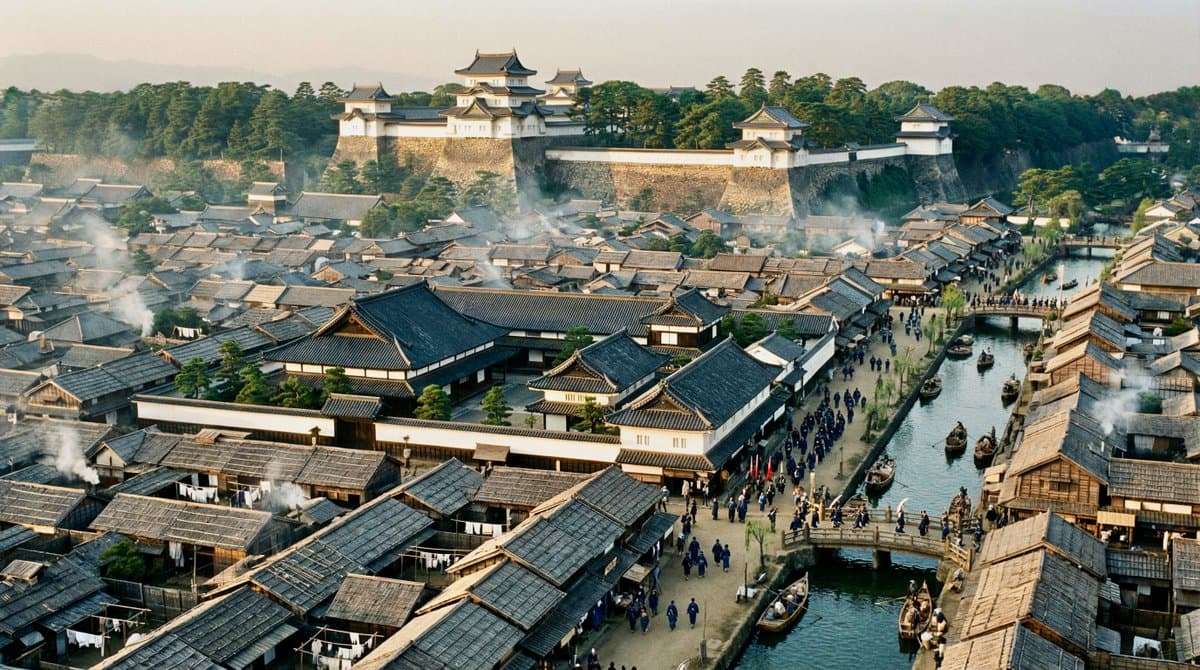 Edo-period castle town scene — example 1