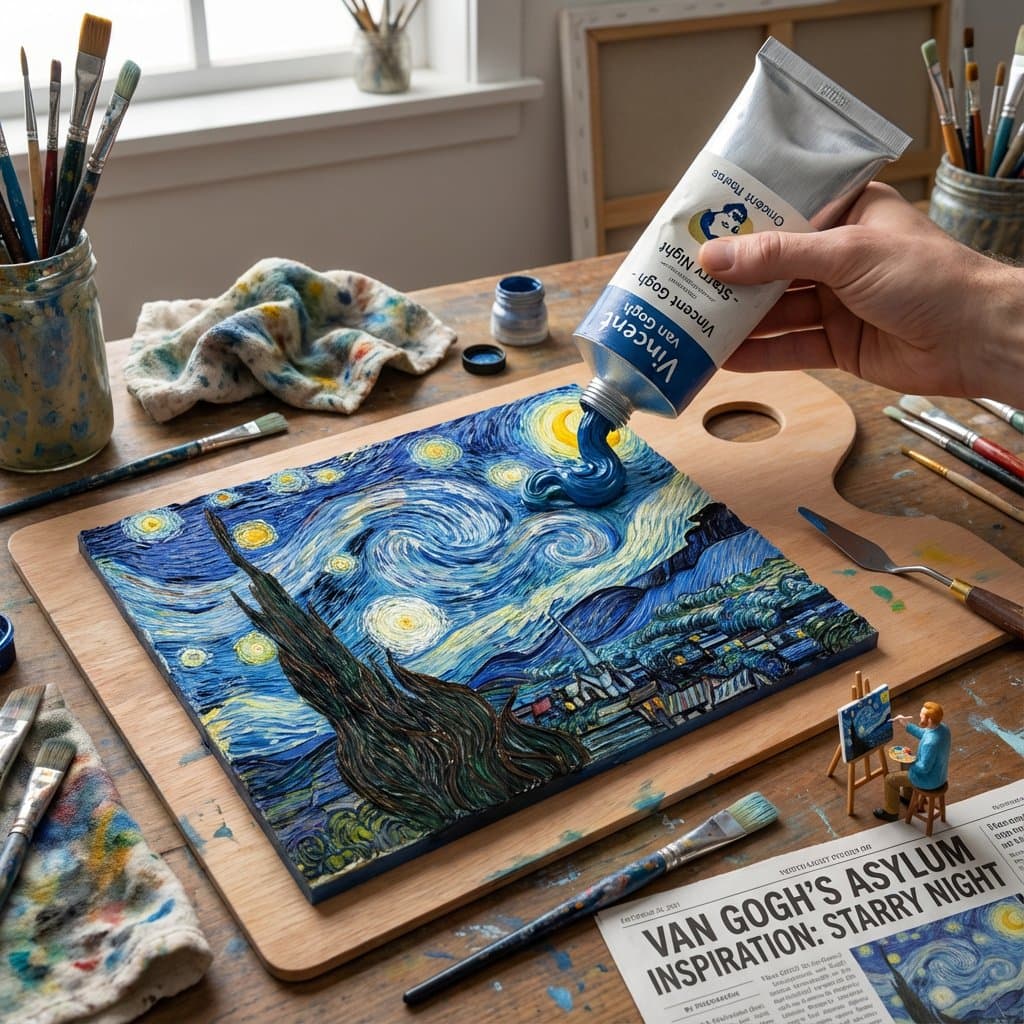 Paint Tube Squeeze: Starry Night in 3D Relief — example 1