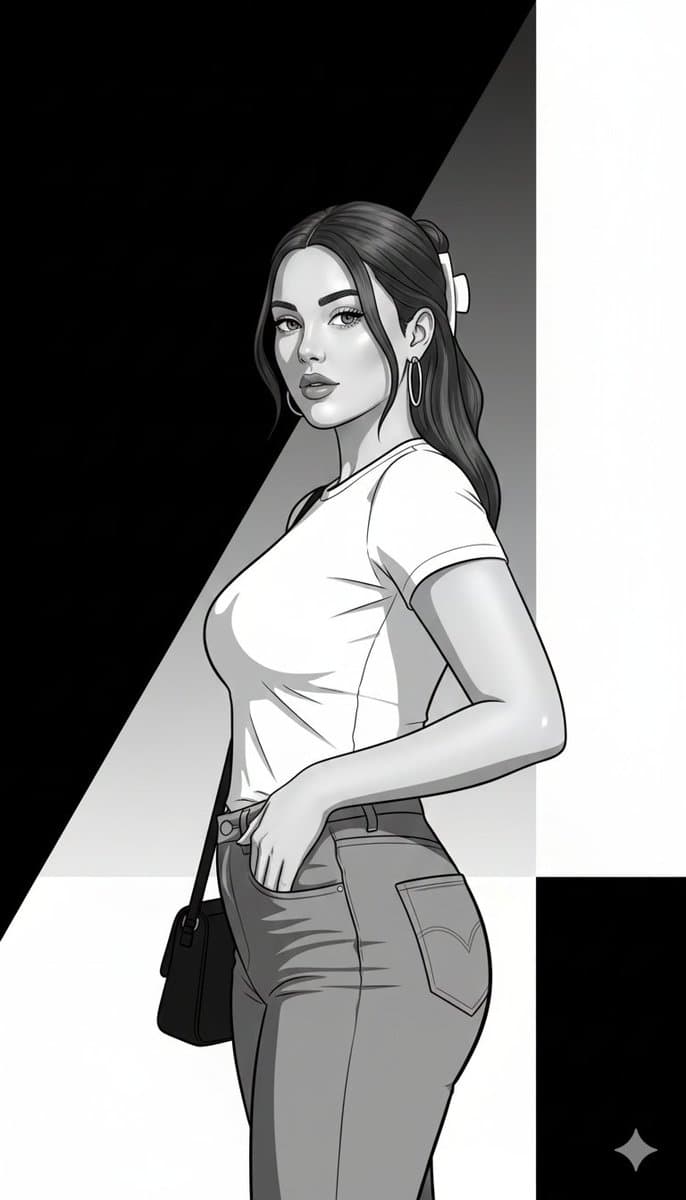 High-Fashion Monochrome Vector Illustration Prompt — example 2