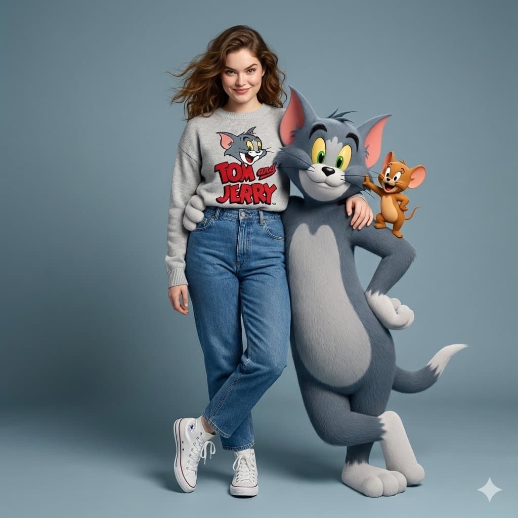 Hyper-Realistic Tom & Jerry Interaction Portrait — example 1