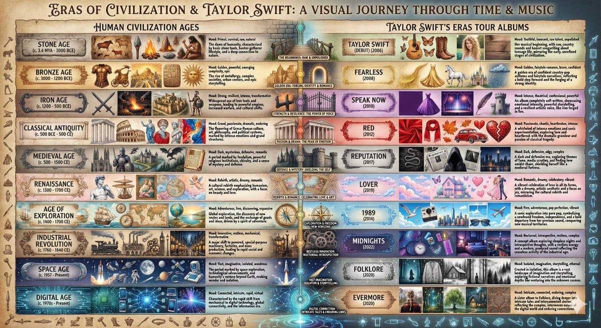 Taylor Swift Eras Tour vs. Human Civilization Ages Comparison — example 1