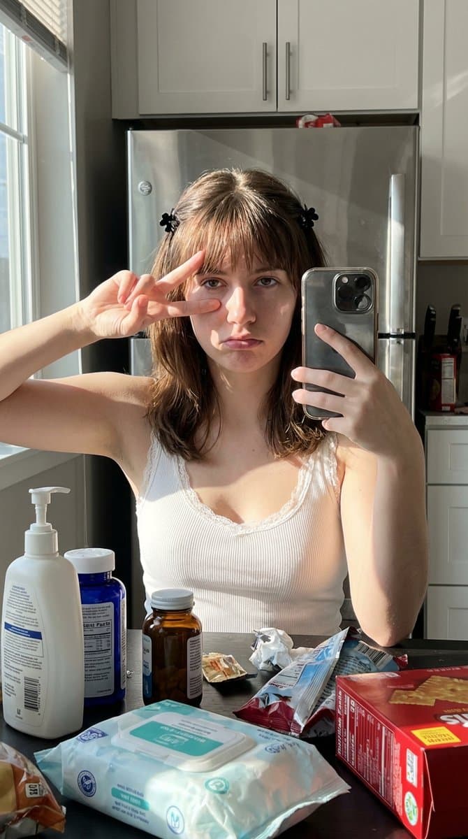 Simulated iPhone 14 Pro Selfie in Harsh Lighting — example 1