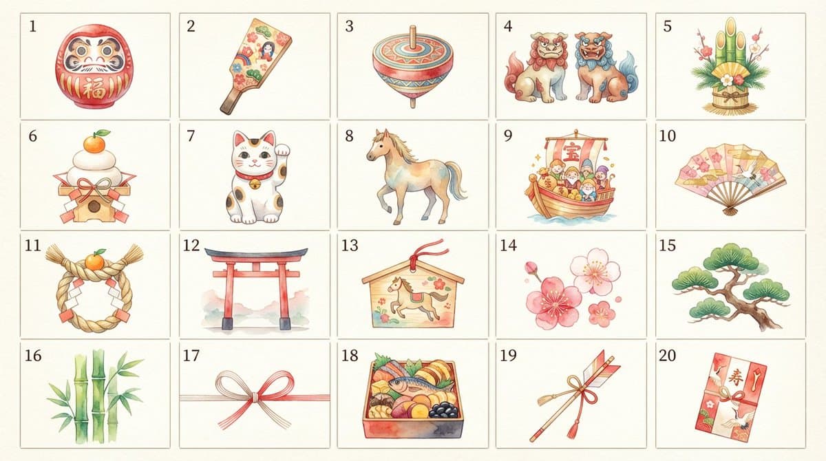 Japanese New Year Kirie-Style Icon Set Generation — example 2