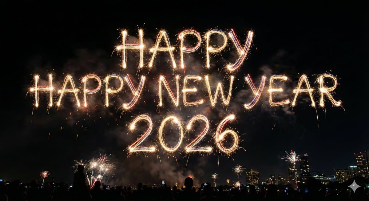 Glowing Text Fireworks — example 1