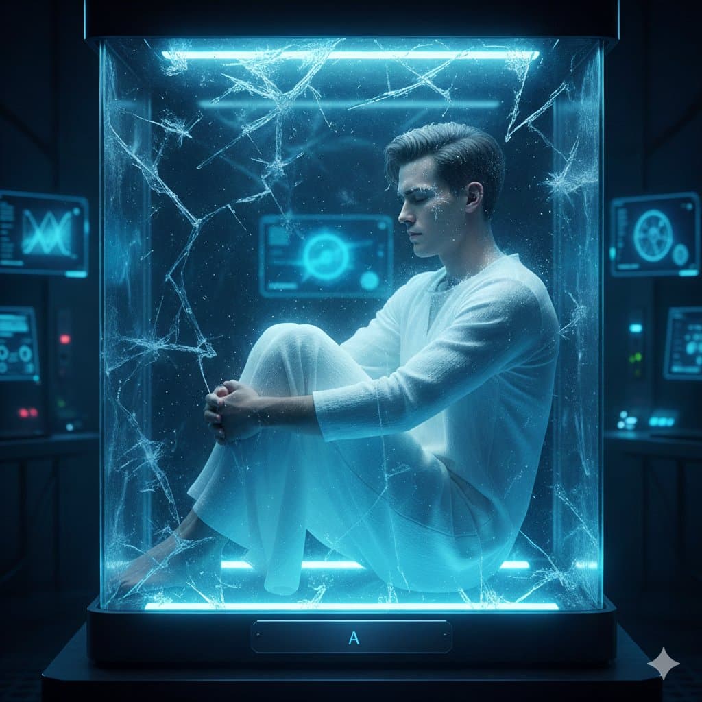 Sci-Fi Cinematic Image: Man in Cryo-Chamber — example 1